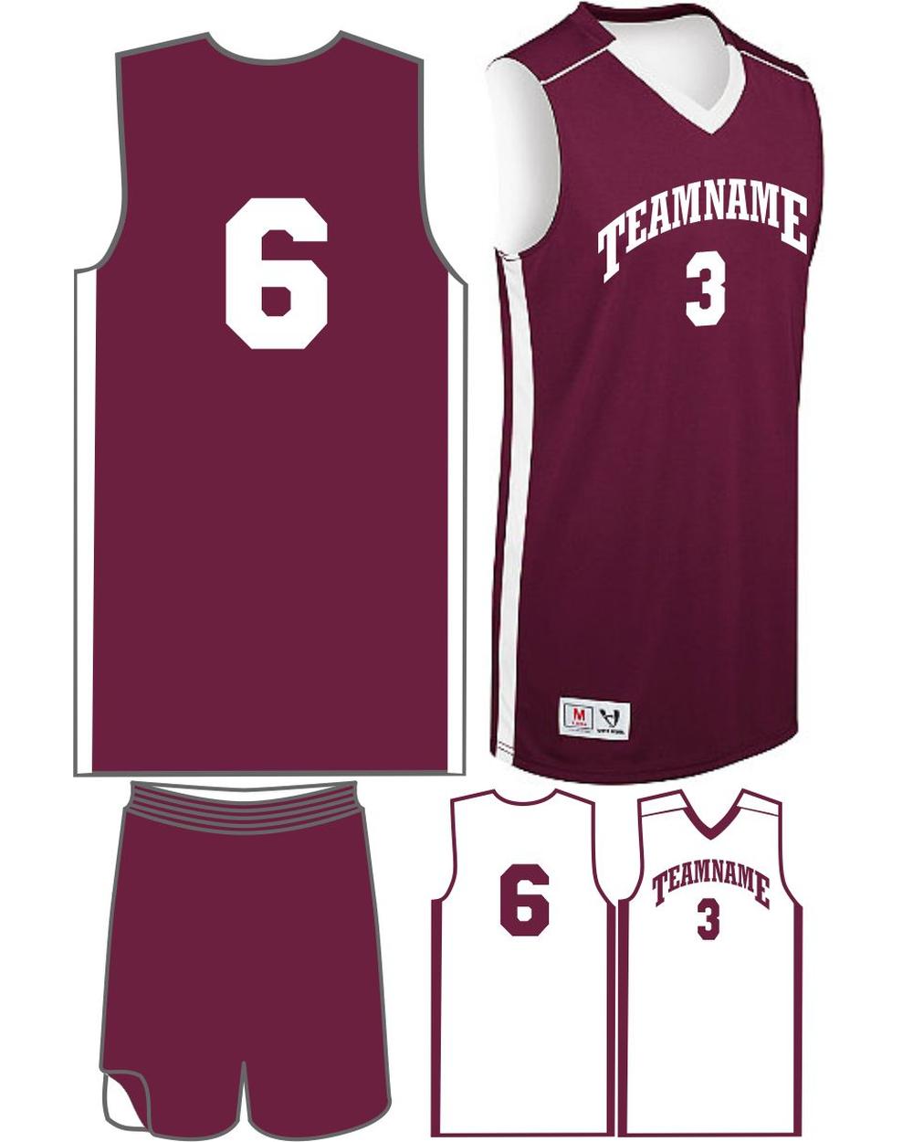 High 5 Youth Custom Competition Reversible Basketball Uniform, color: Maroon/White