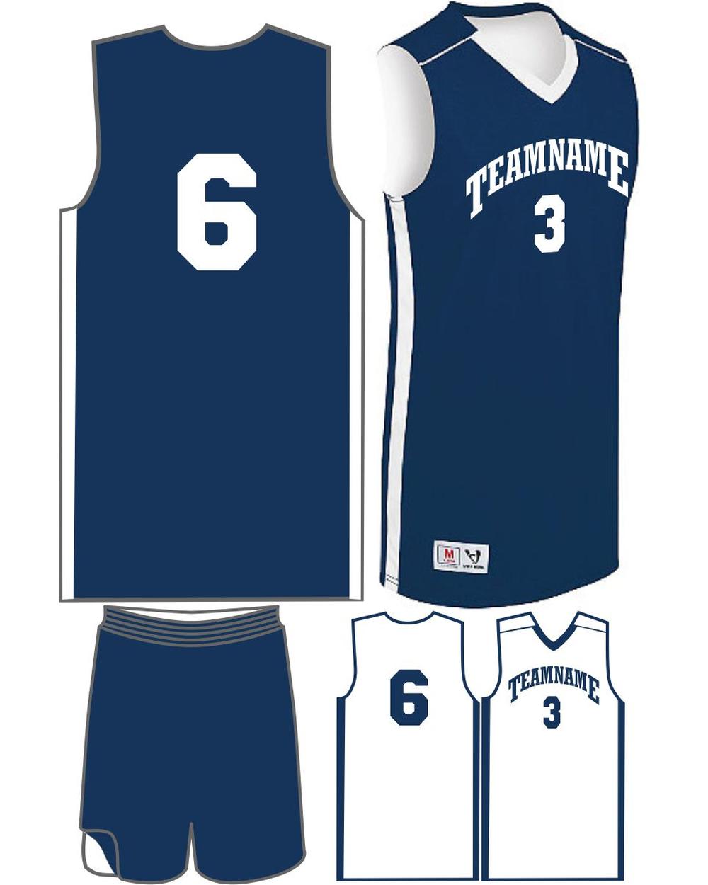 High 5 Youth Custom Competition Reversible Basketball Uniform, color: Navy/White