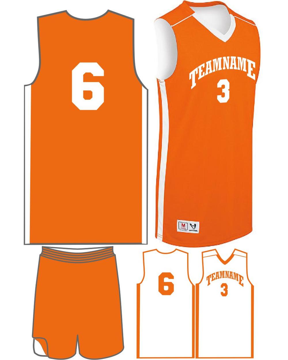 High 5 Youth Custom Competition Reversible Basketball Uniform, color: Orange/White