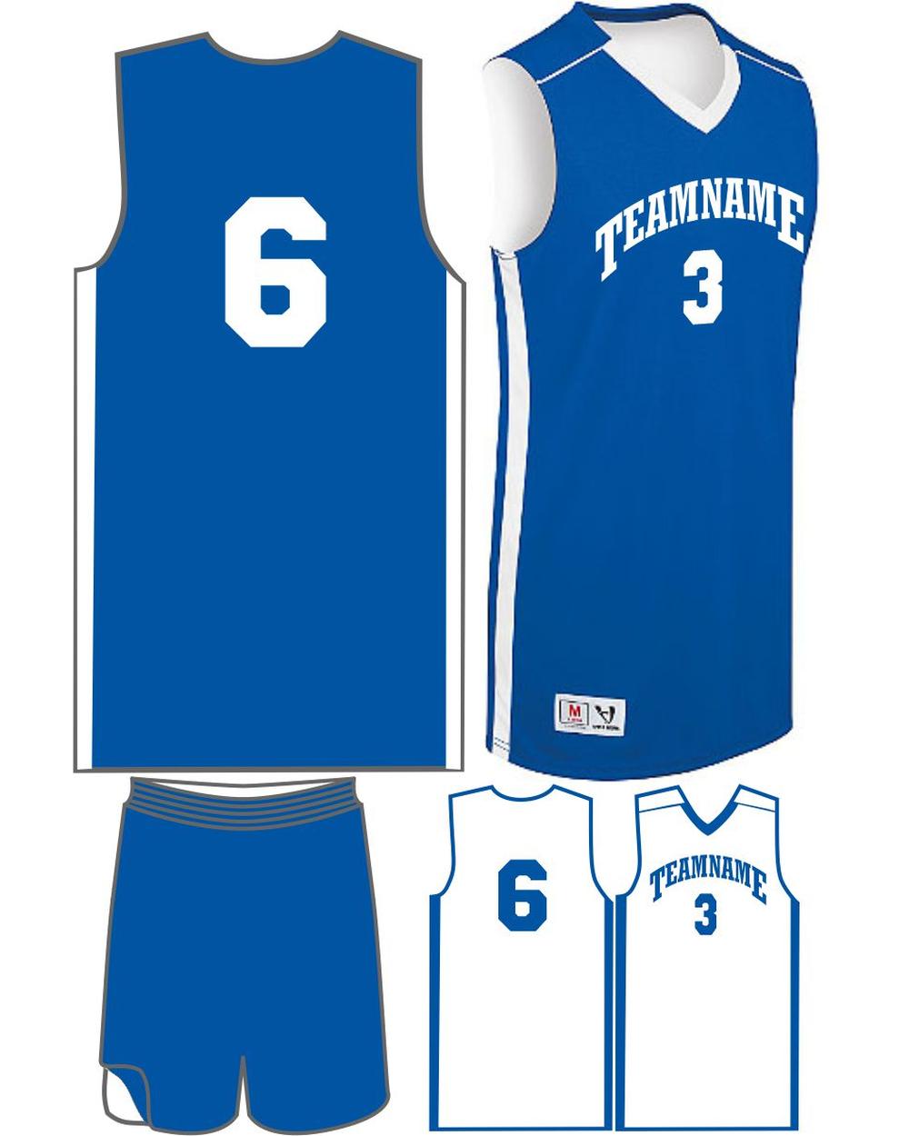 High 5 Youth Custom Competition Reversible Basketball Uniform, color: Royal/White
