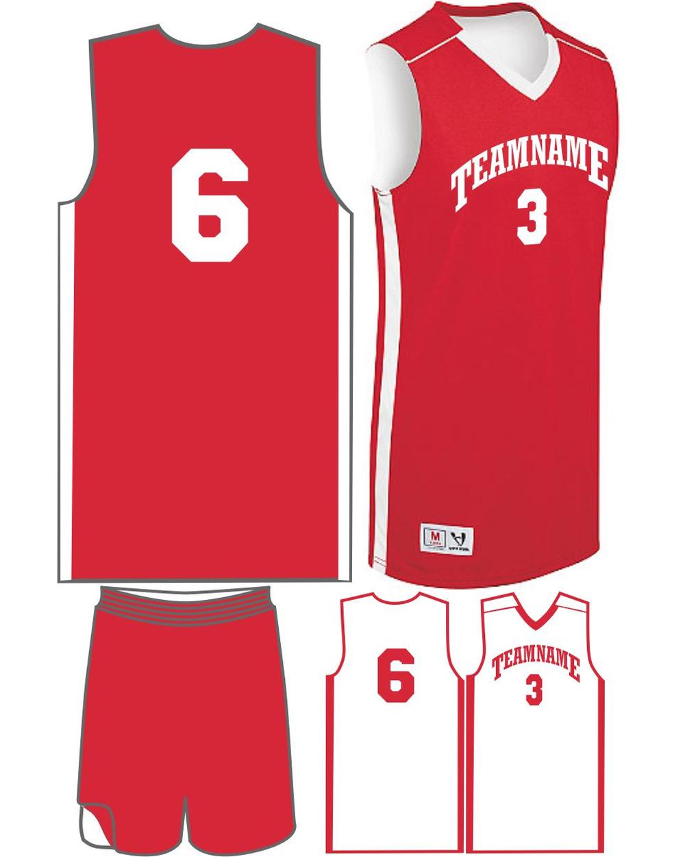 High 5 Youth Custom Competition Reversible Basketball Uniform, color: Scarlet/White