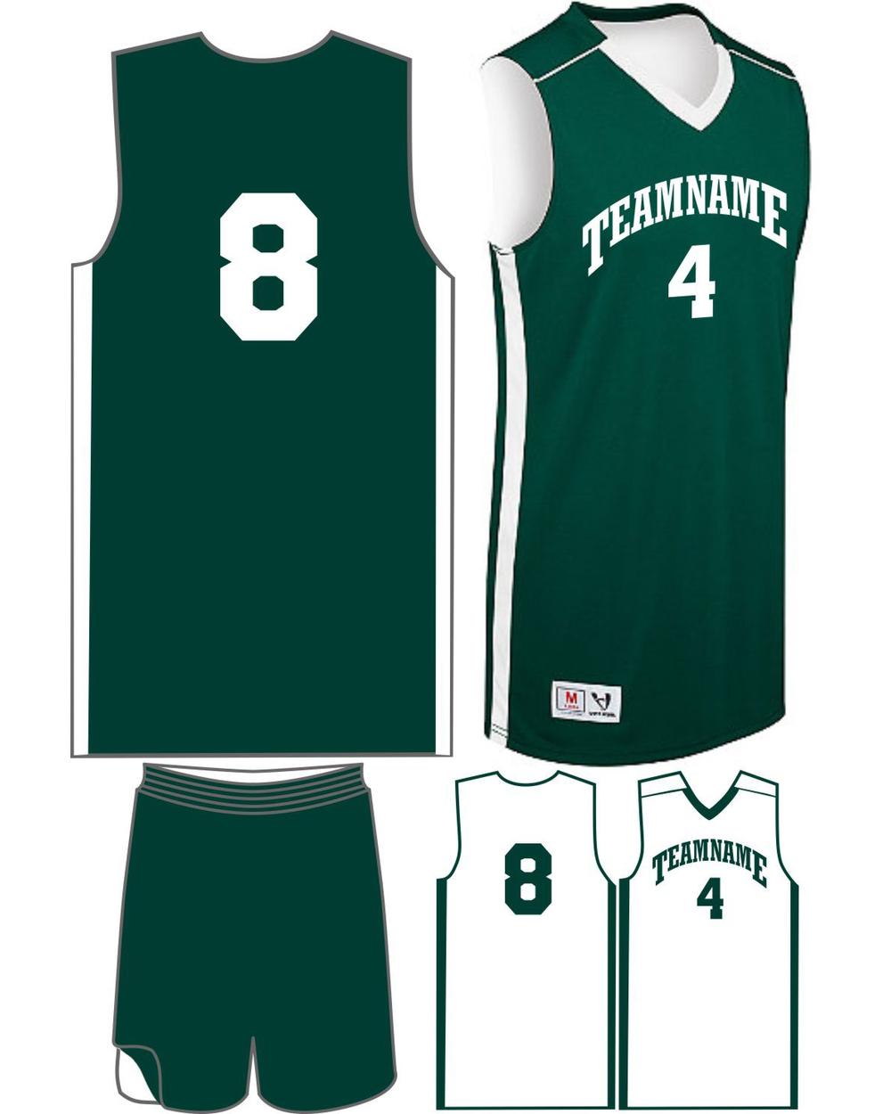 High 5 Women's Custom Competition Reversible Basketball Uniform, color: Forest/White
