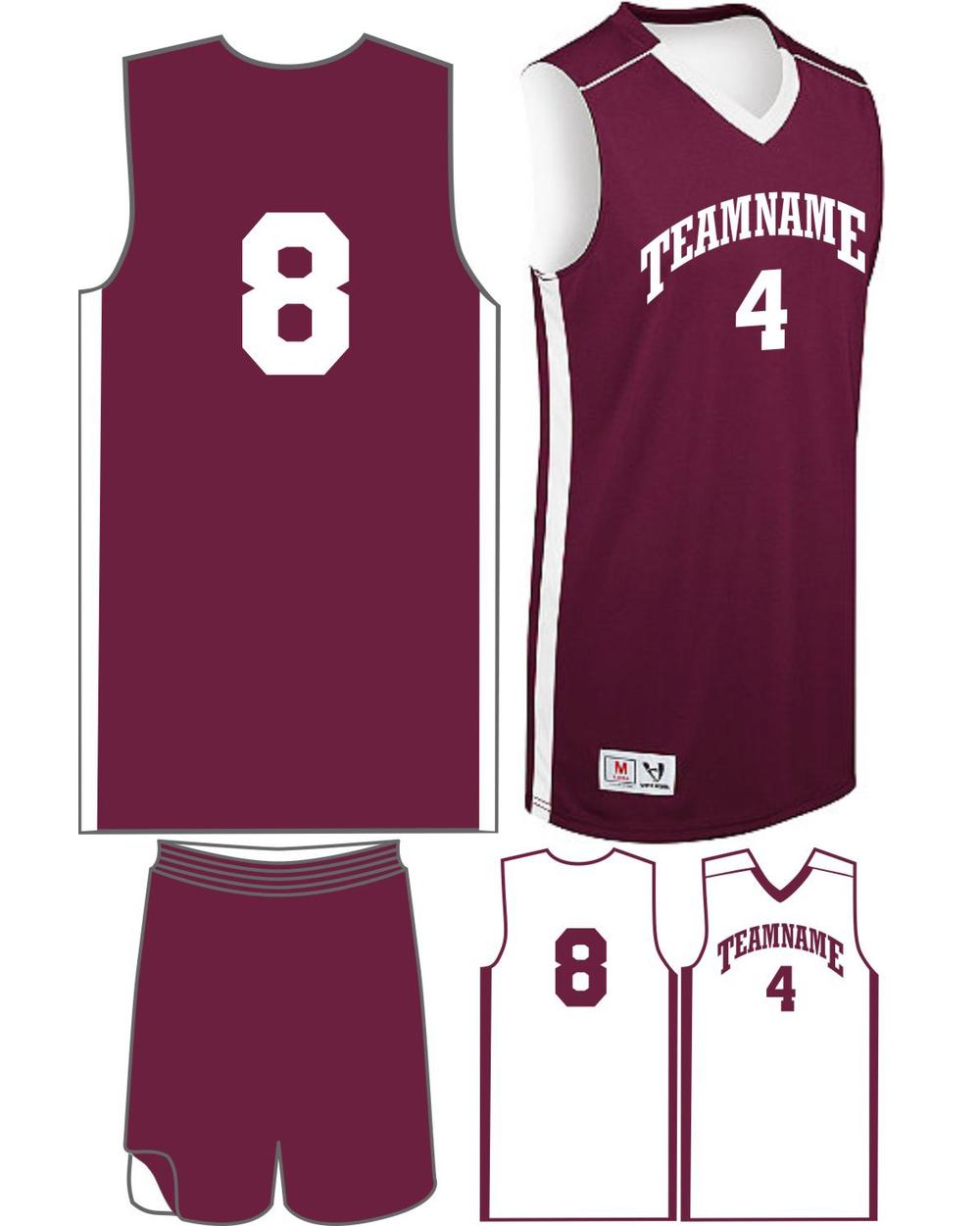 High 5 Women's Custom Competition Reversible Basketball Uniform, color: Maroon/White