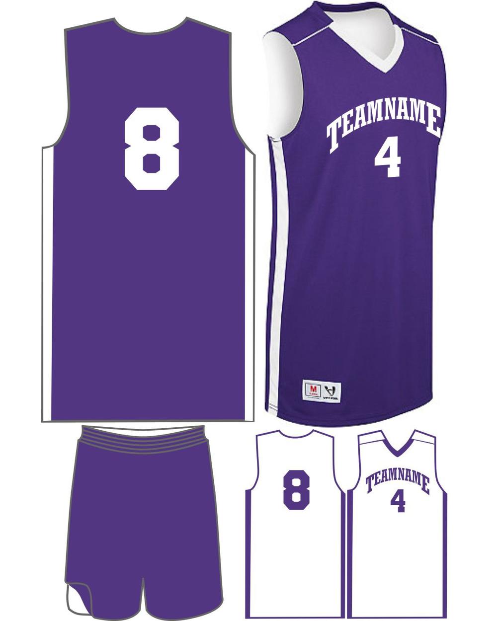 High 5 Women's Custom Competition Reversible Basketball Uniform, color: Purple/White
