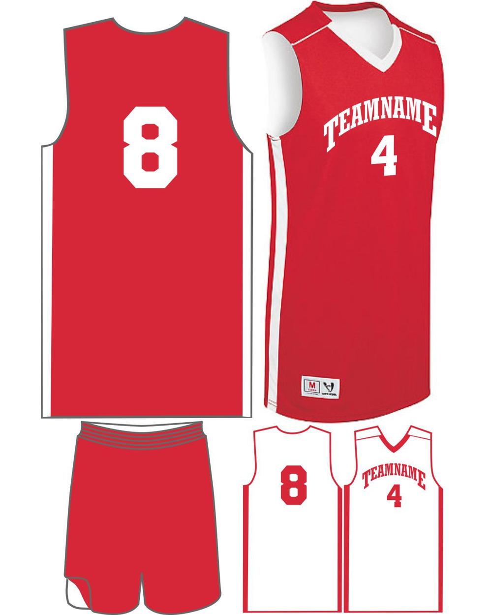 High 5 Women's Custom Competition Reversible Basketball Uniform, color: Scarlet/White