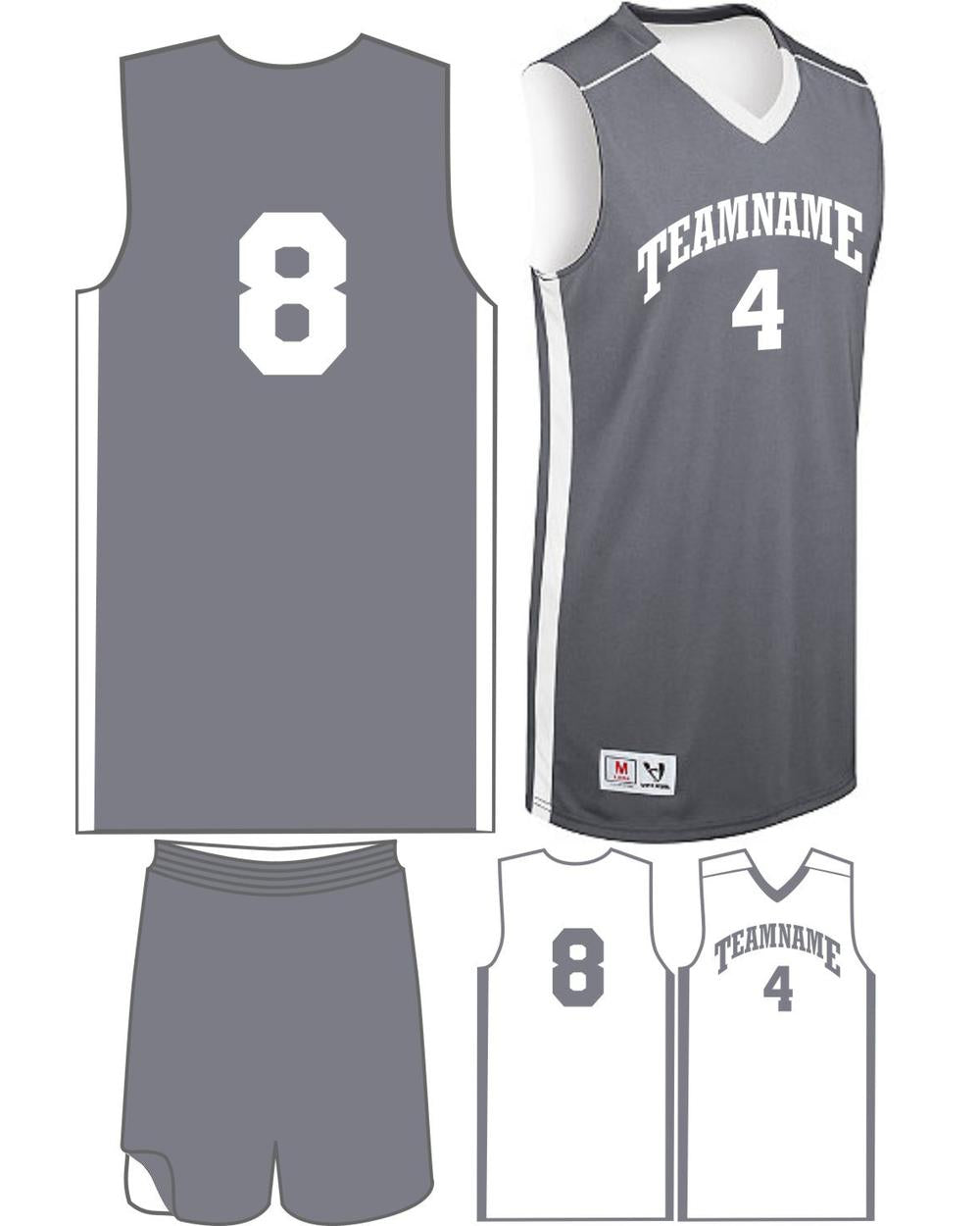 High 5 Women's Custom Competition Reversible Basketball Uniform, color: Graphite/White