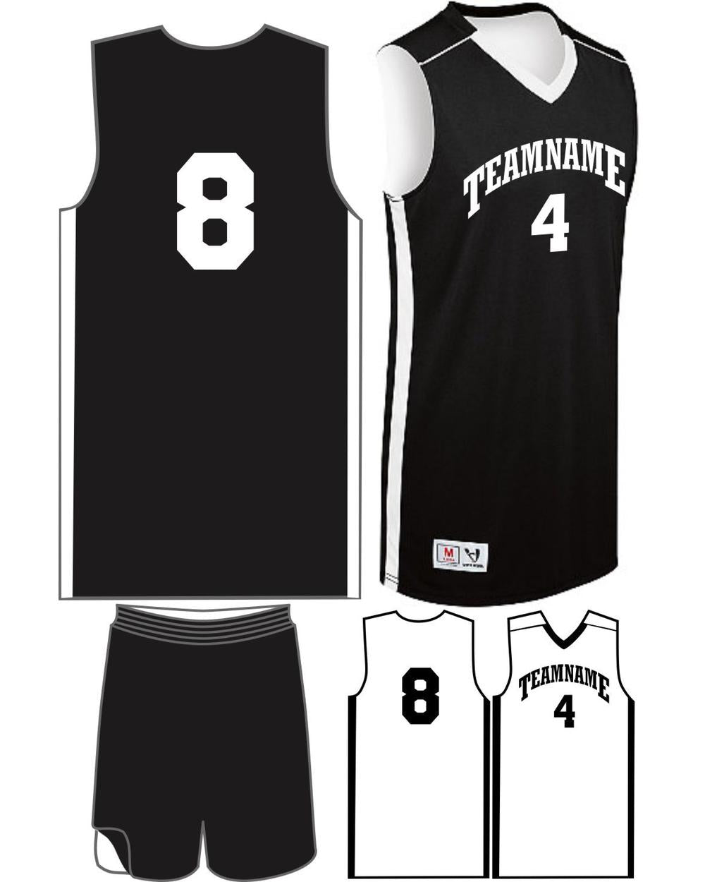High 5 Women's Custom Competition Reversible Basketball Uniform, color: Black/White