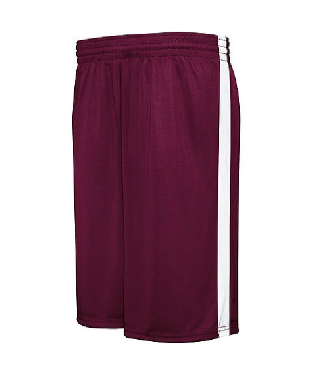 High 5 Men's 10" Competition Reversible Basketball Short, color: Maroon/White