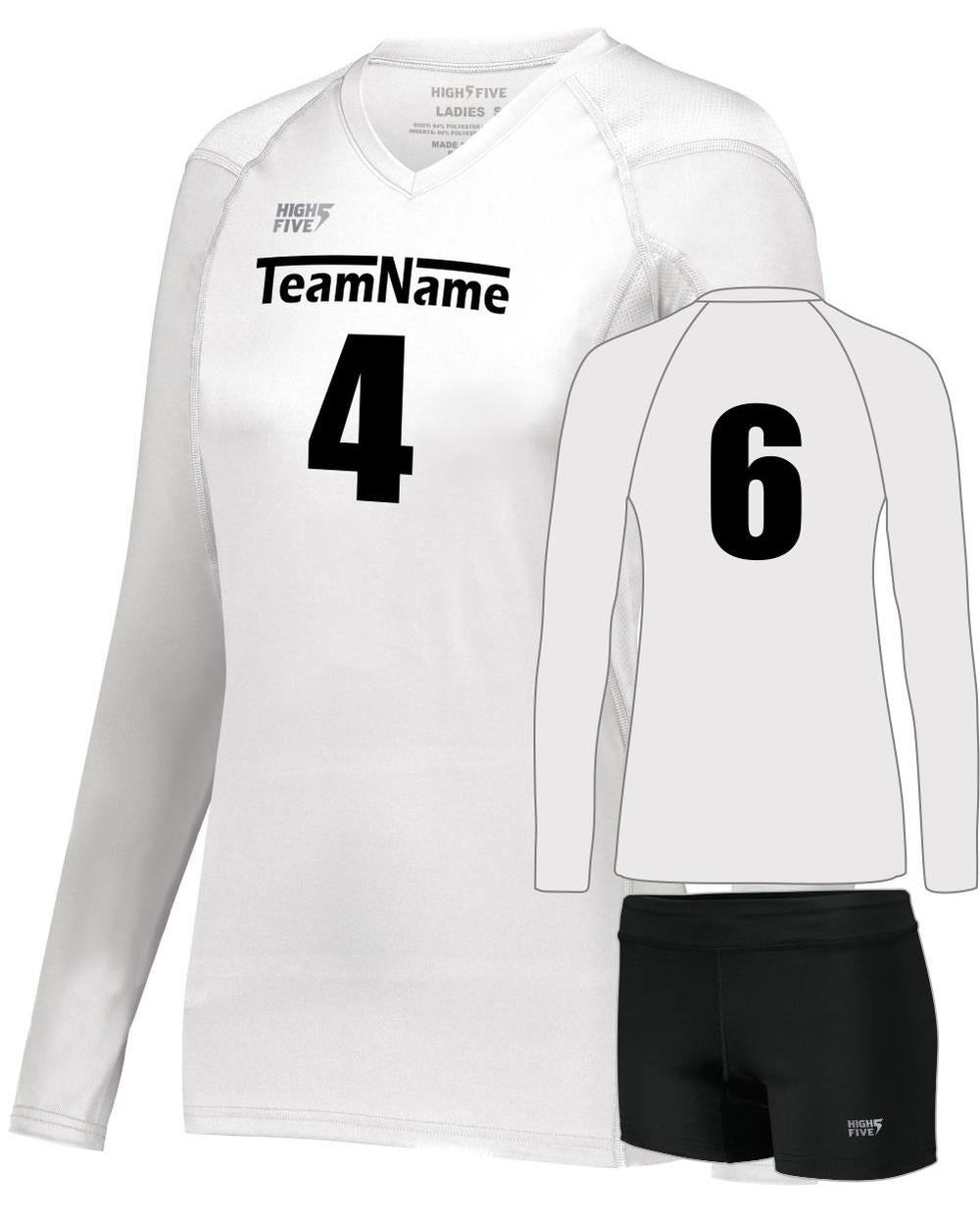 High 5 TruHit L/S Custom Volleyball Uniform, color: White
