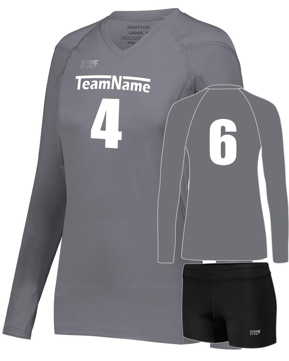High 5 Women's TruHit L/S Custom Volleyball Uniform, color: Graphite