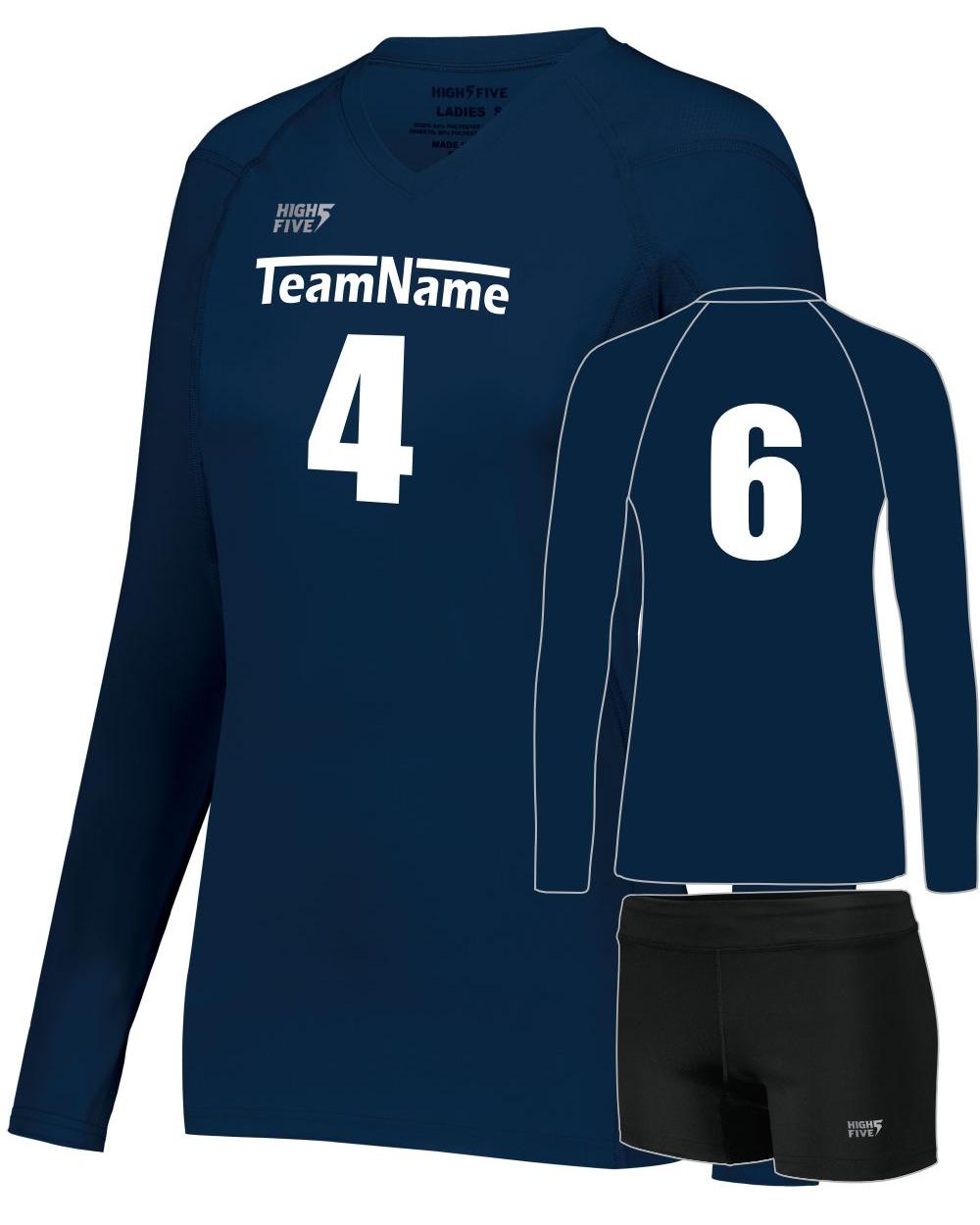 High 5 Women's TruHit L/S Custom Volleyball Uniform, color: Navy