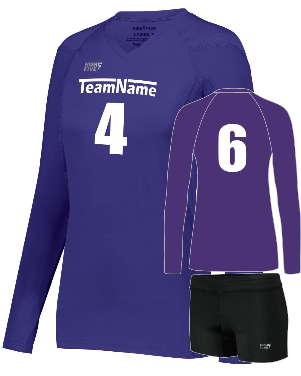 High 5 Women's TruHit L/S Custom Volleyball Uniform, color: Purple