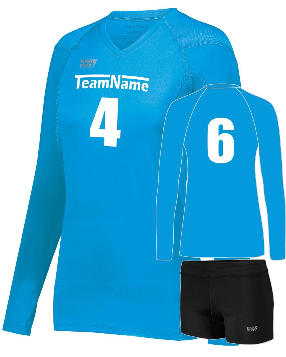 High 5 Women's TruHit L/S Custom Volleyball Uniform, color: Power Blue
