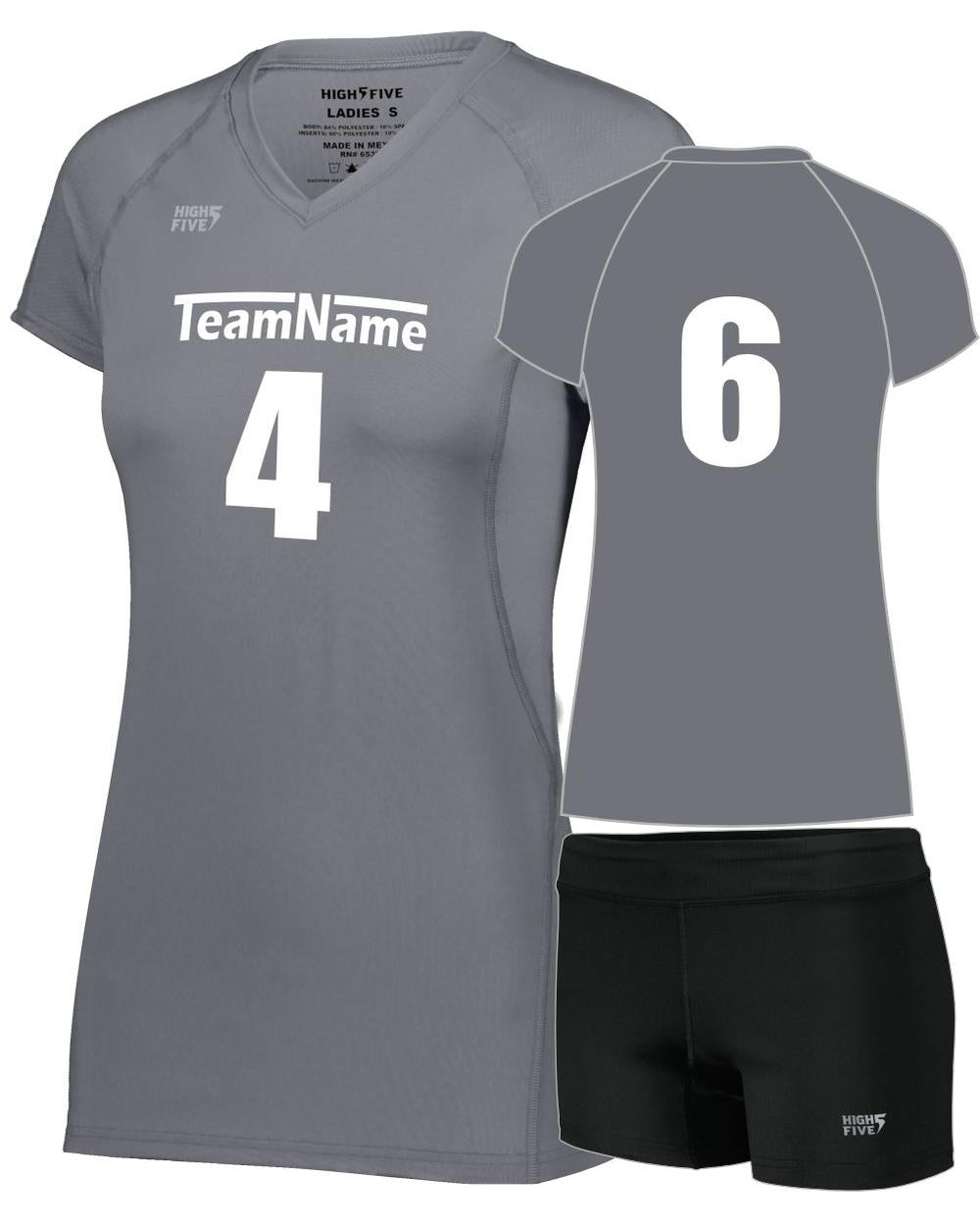 High 5 Girls TruHit Custom Volleyball Uniform, color: Graphite
