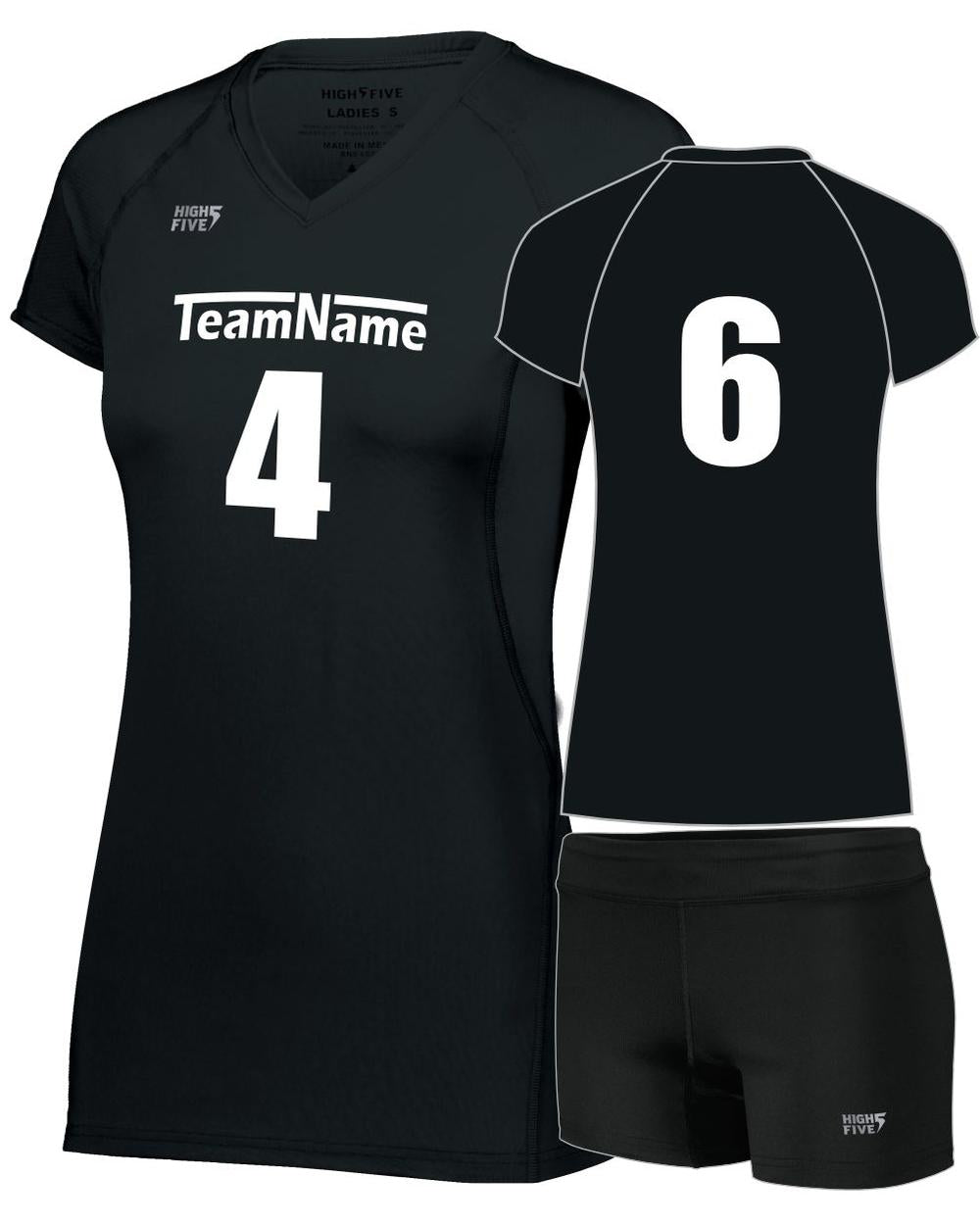 High 5 Girls TruHit Custom Volleyball Uniform, color: Black
