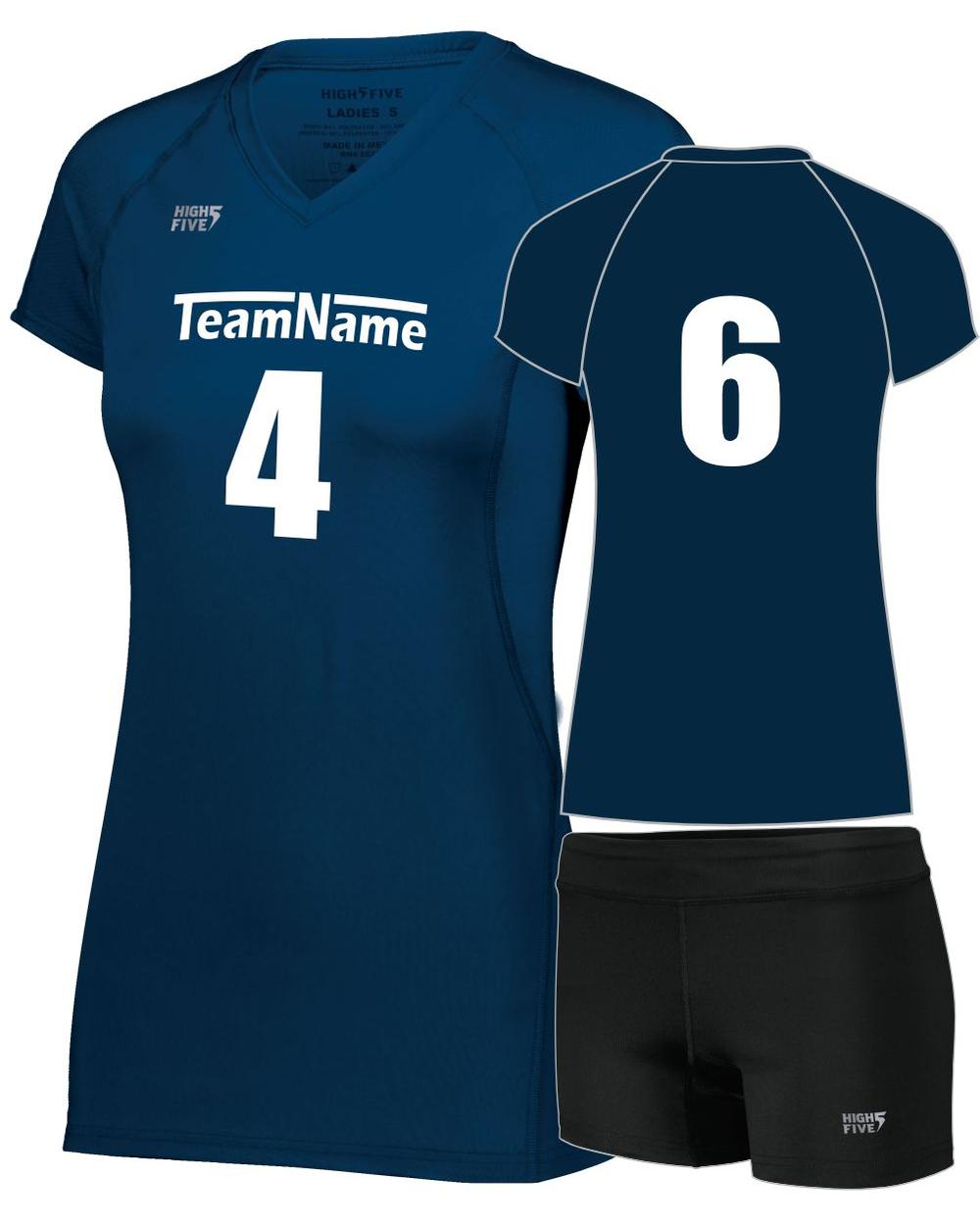 High 5 Girls TruHit Custom Volleyball Uniform, color: Navy
