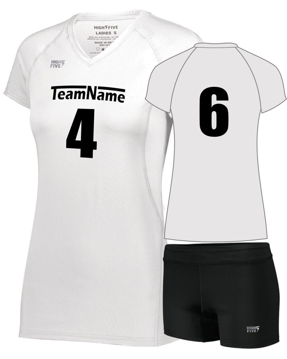 High 5 Girls TruHit Custom Volleyball Uniform, color: White