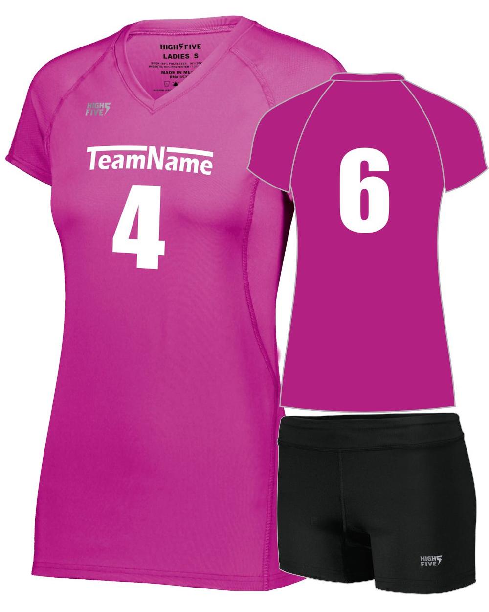 High 5 Girls TruHit Custom Volleyball Uniform, color: Power Pink