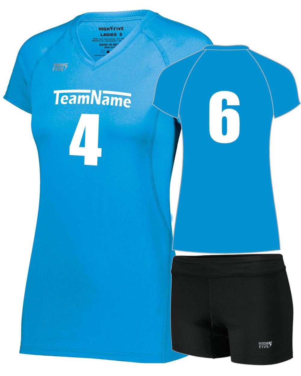 High 5 Girls TruHit Custom Volleyball Uniform, color: Power Blue