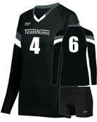 High 5 TruHit Tri-Color L/S Custom Volleyball Uniform, color: Black/Graphite/White