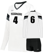 High 5 TruHit Tri-Color L/S Custom Volleyball Uniform, color: White/Black/Graphite