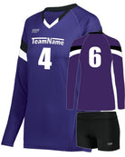 High 5 TruHit Tri-Color L/S Custom Volleyball Uniform, color: Purple/Black/White