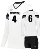 High 5 TruHit Tri-Color L/S Custom Volleyball Uniform, color: White/Black/Graphite