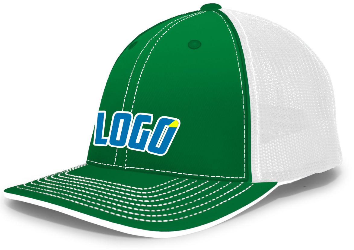 404MWL Unisex Trucker FlexFit MeshBack Custom Cap, color: Kelly/White