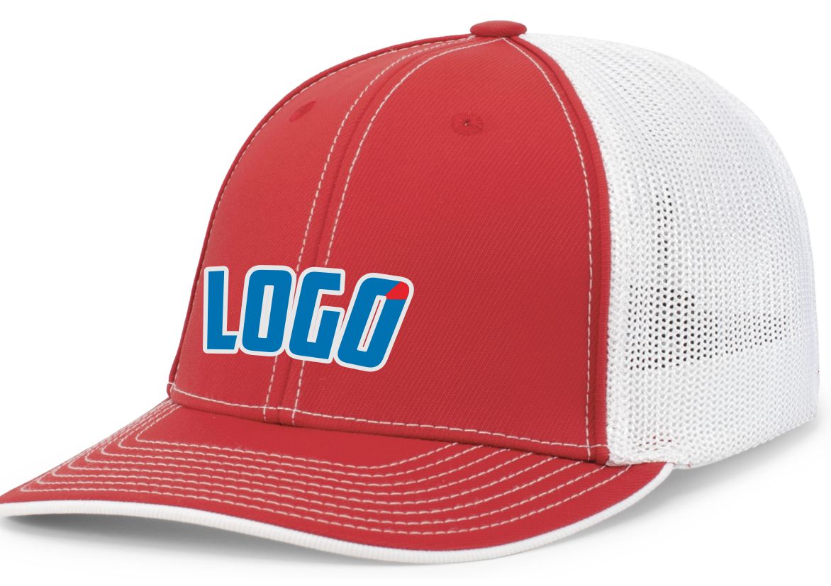 404MWL Unisex Trucker FlexFit MeshBack Custom Cap, color: Red/White