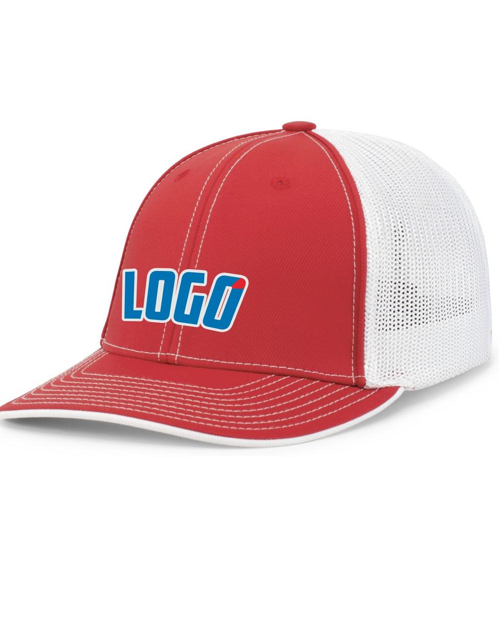 Pacific Trucker FlexFit MeshBack Custom Cap, color: Red/White