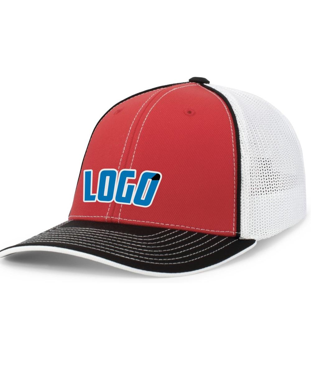 Pacific Trucker FlexFit MeshBack Custom Cap, color: Red/White/Black