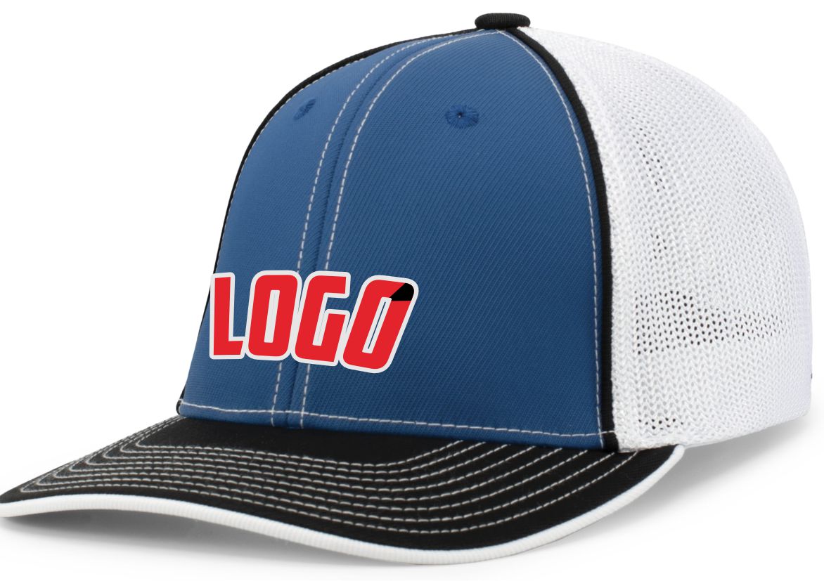 404MWL Unisex Trucker FlexFit MeshBack Custom Cap, color: Royal/White/Black