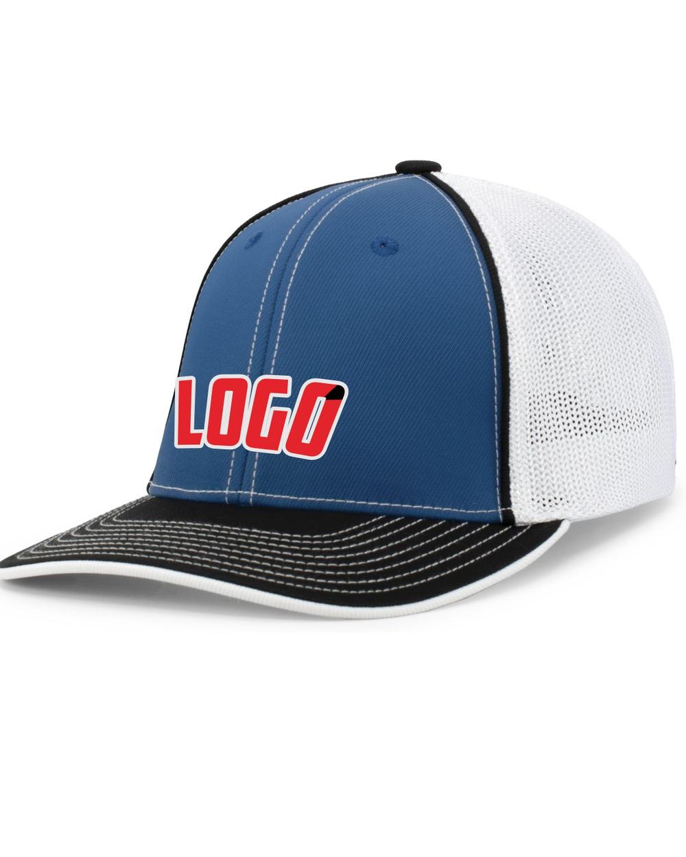 Pacific Trucker FlexFit MeshBack Custom Cap, color: Royal/White/Black