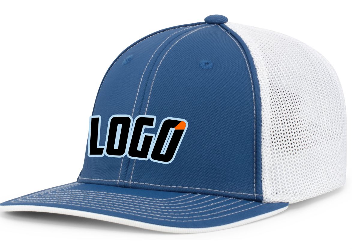 404MWL Unisex Trucker FlexFit MeshBack Custom Cap, color: Royal/White/Royal