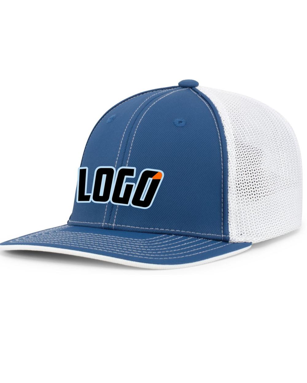 Pacific Trucker FlexFit MeshBack Custom Cap, color: Royal/White/Royal