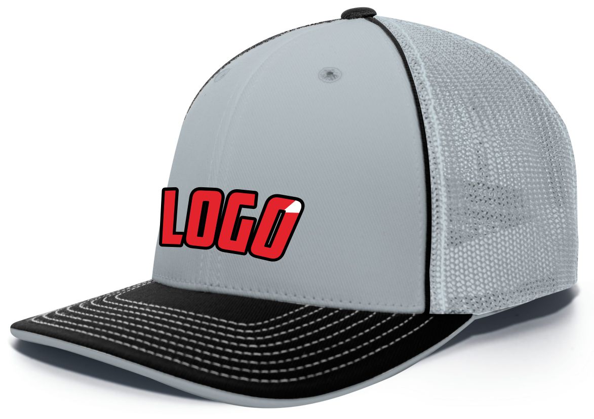 404MWL Unisex Trucker FlexFit MeshBack Custom Cap, color: Silver/Black