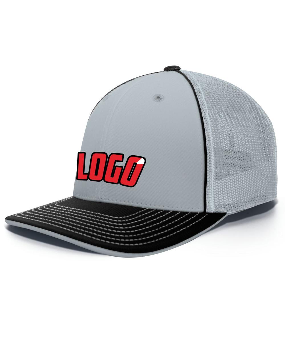 Pacific Trucker FlexFit MeshBack Custom Cap, color: Silver/Black