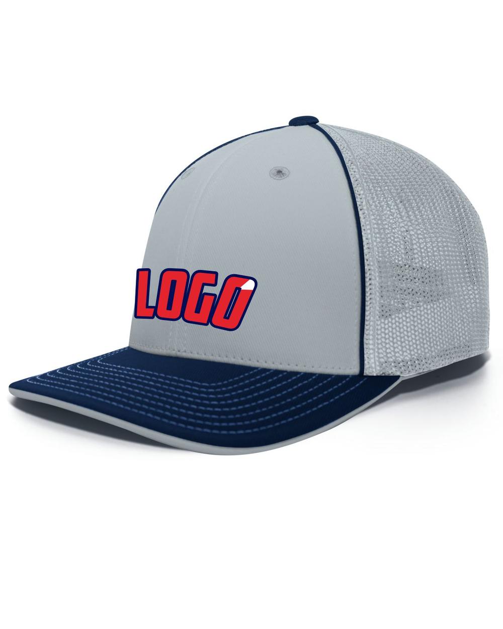 Pacific Trucker FlexFit MeshBack Custom Cap, color: Silver/Navy