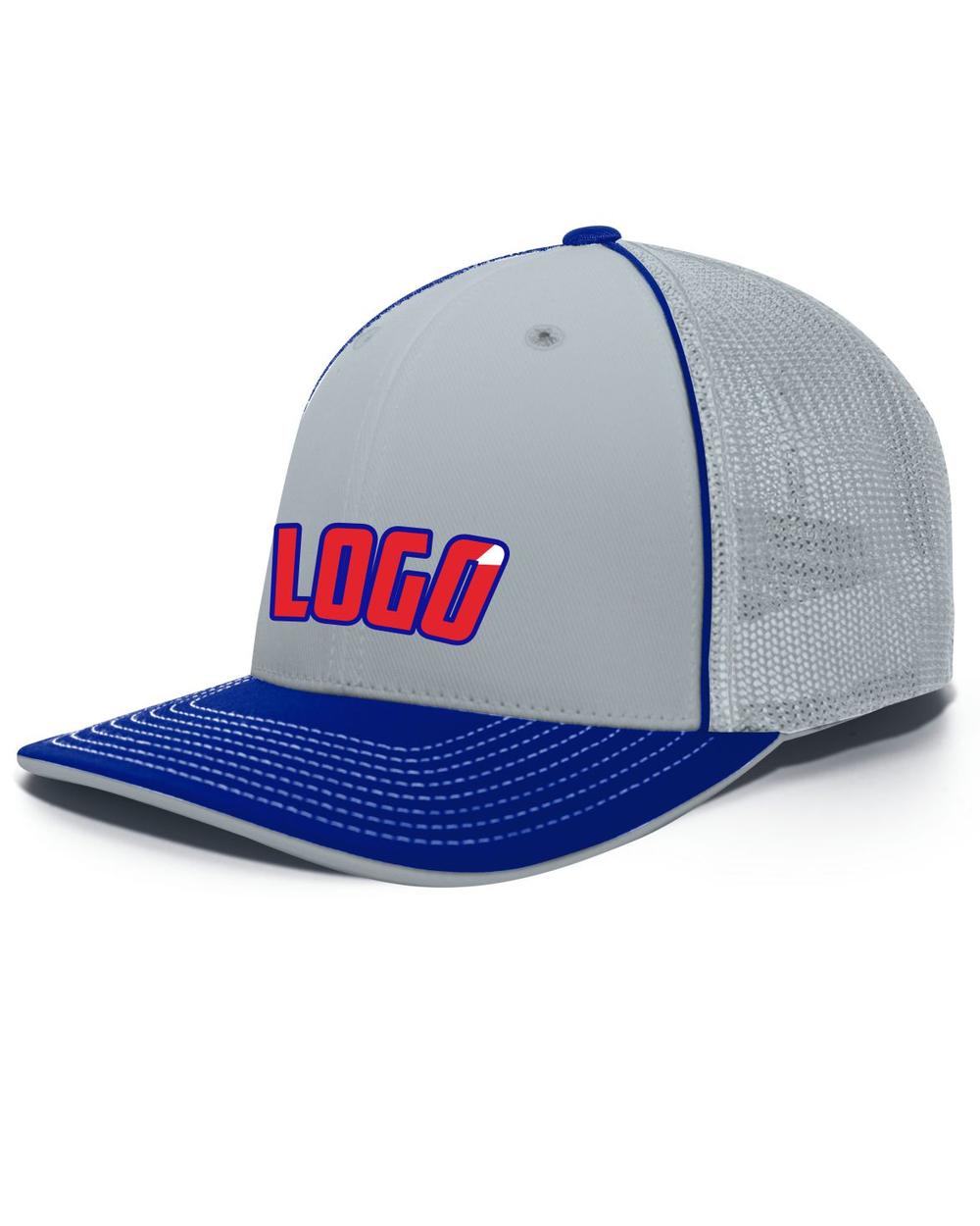 Pacific Trucker FlexFit MeshBack Custom Cap, color: Silver/Royal