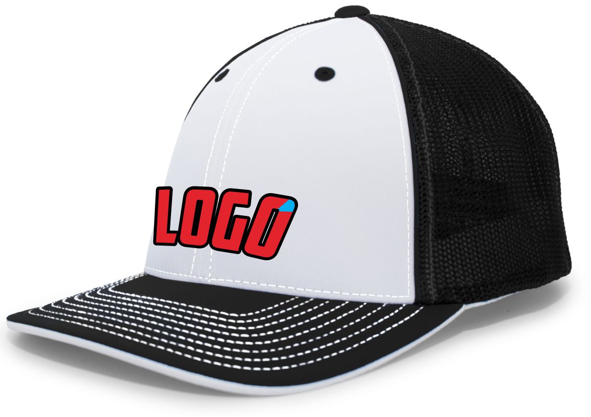 404MWL Unisex Trucker FlexFit MeshBack Custom Cap, color: White/Black/Black