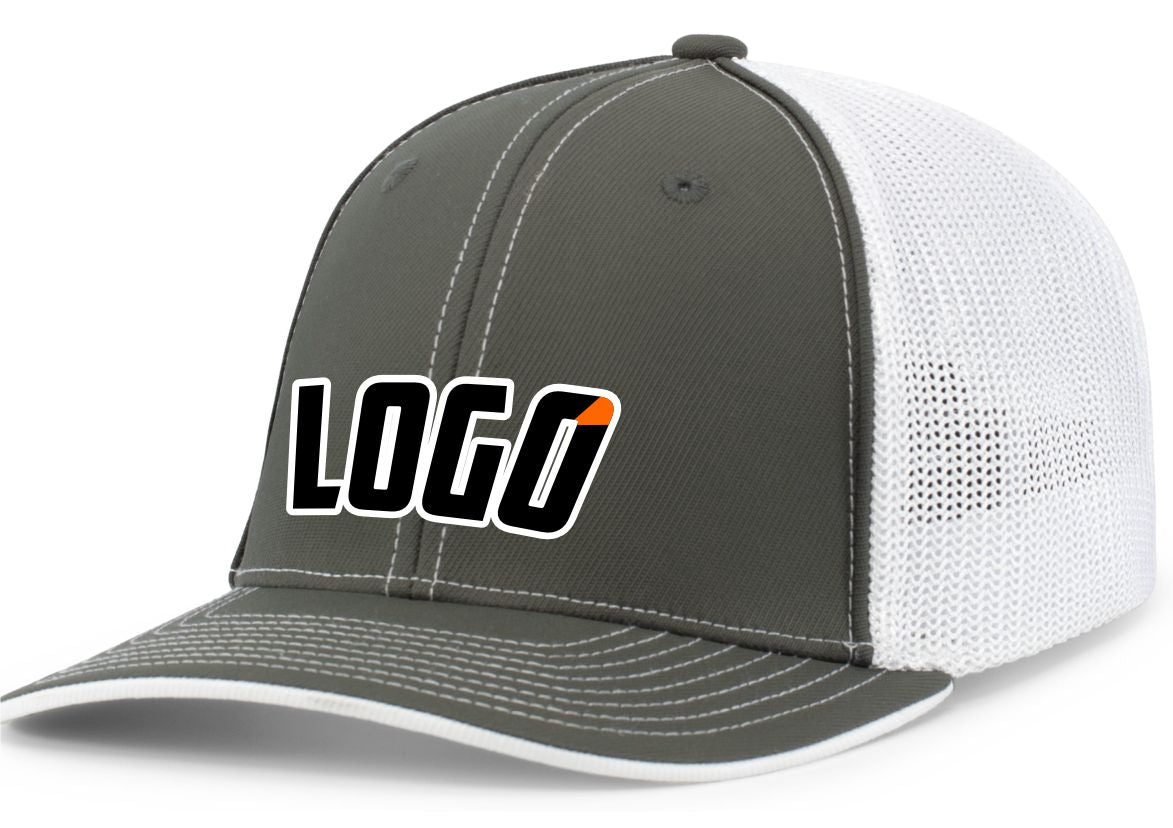 404MWL Unisex Trucker FlexFit MeshBack Custom Cap, color: Graphite/White/Graphite