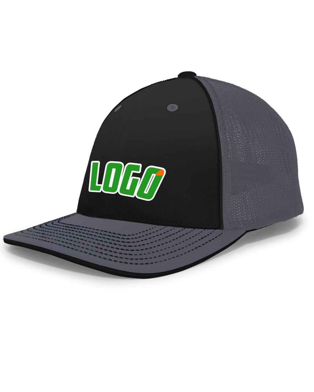 Pacific Trucker FlexFit MeshBack Custom Cap, color: Black/Graphite/Graphite