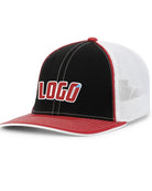 Pacific Trucker FlexFit MeshBack Custom Cap, color: Black/White/Red