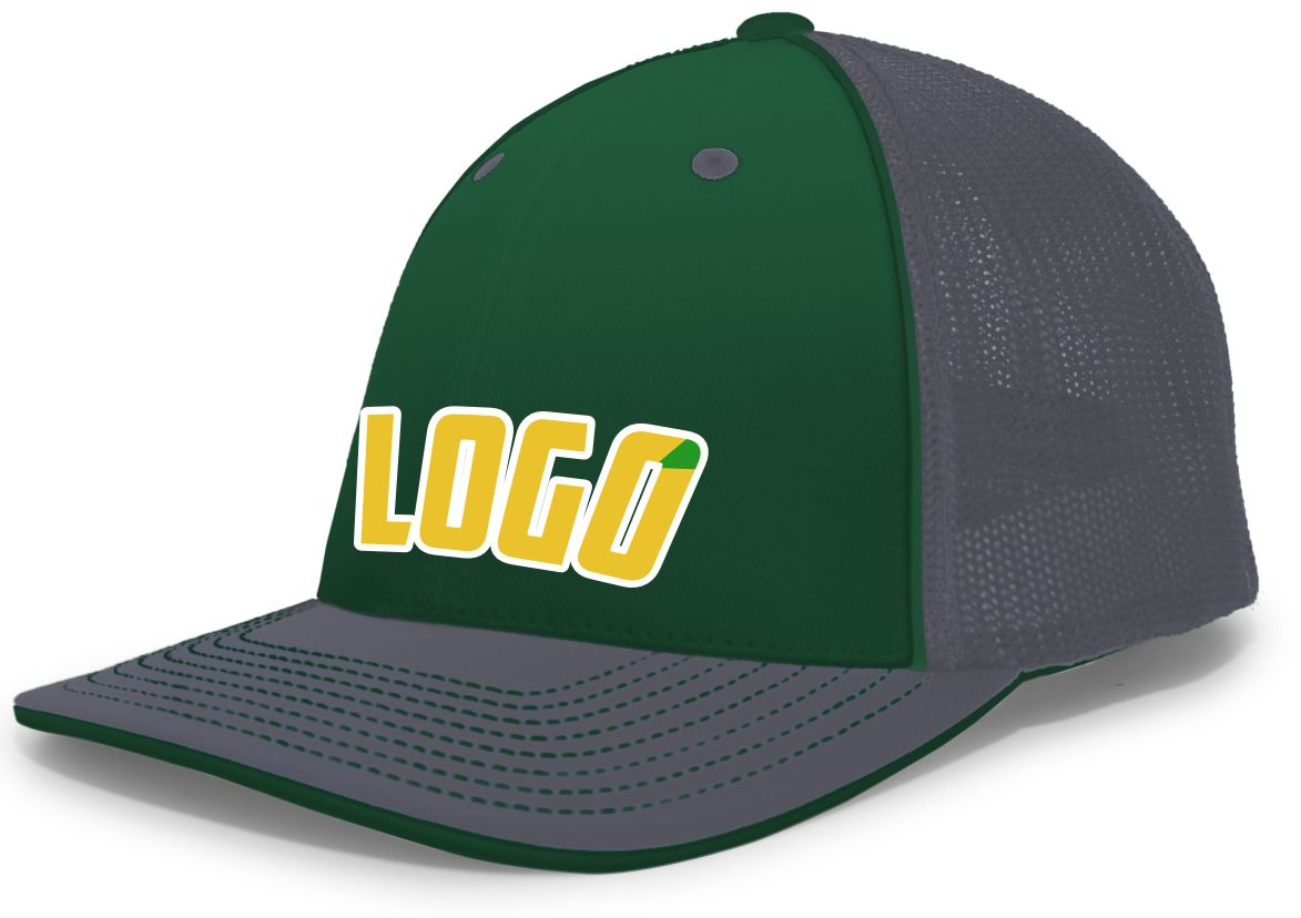 404MWL Unisex Trucker FlexFit MeshBack Custom Cap, color: Dark Green/Graphite/Graphite