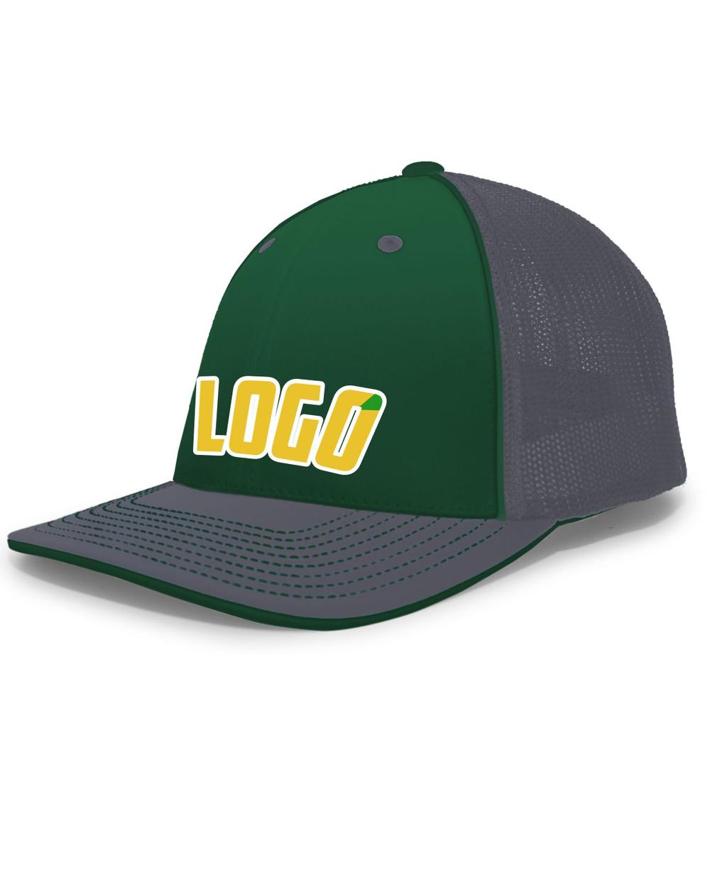 Pacific Trucker FlexFit MeshBack Custom Cap, color: Dark Green/Graphite/Graphite