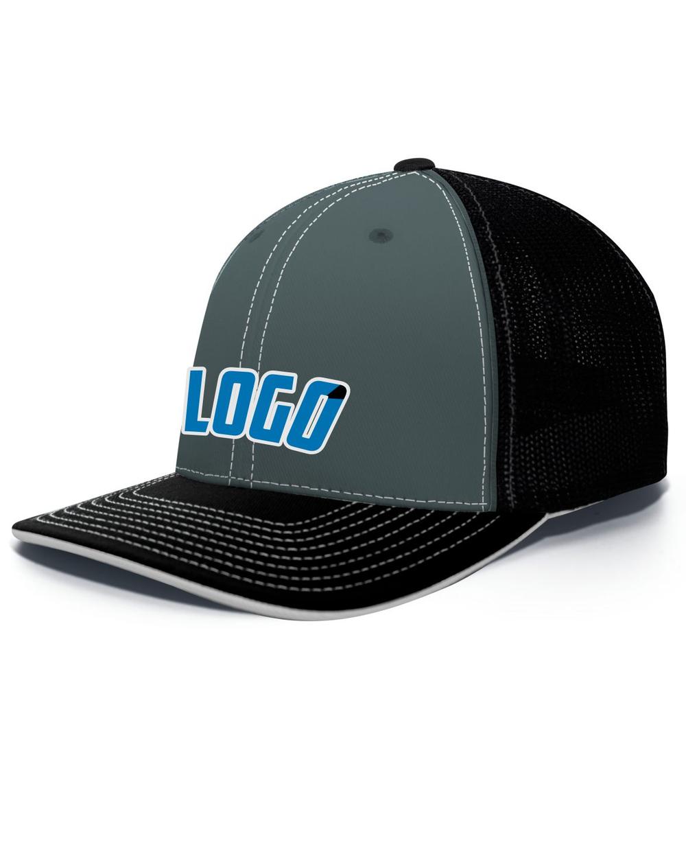 Pacific Trucker FlexFit MeshBack Custom Cap, color: Graphite/Black/Black