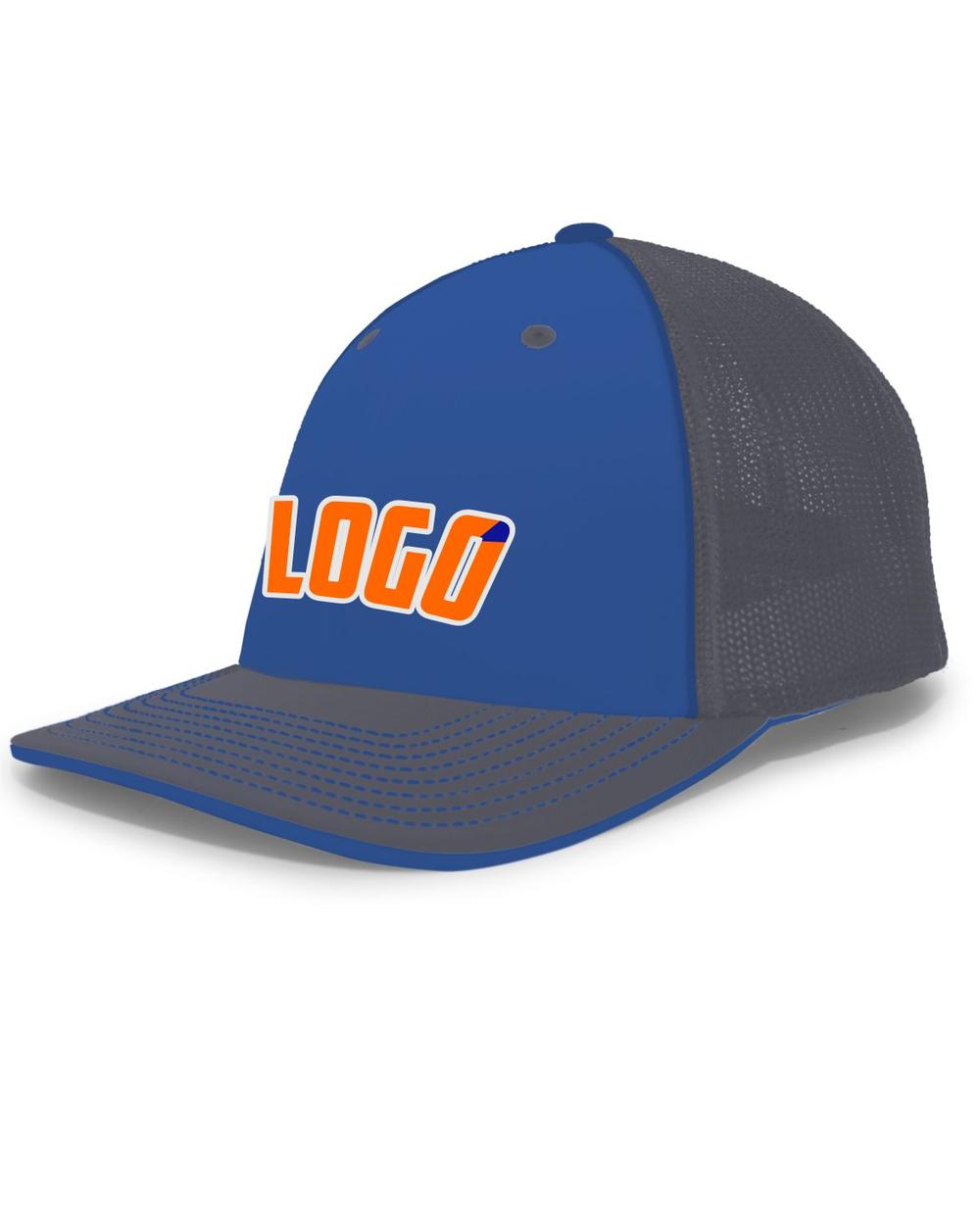 Pacific Trucker FlexFit MeshBack Custom Cap, color: Royal/Graphite/Graphite