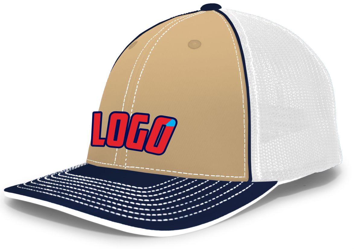 404MWL Unisex Trucker FlexFit MeshBack Custom Cap, color: Vegas/White/Navy