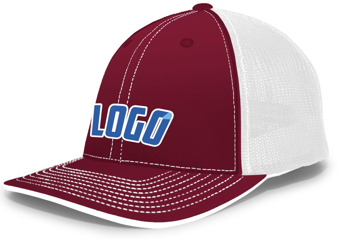 404MWL Unisex Trucker FlexFit MeshBack Custom Cap, color: Cardinal/White