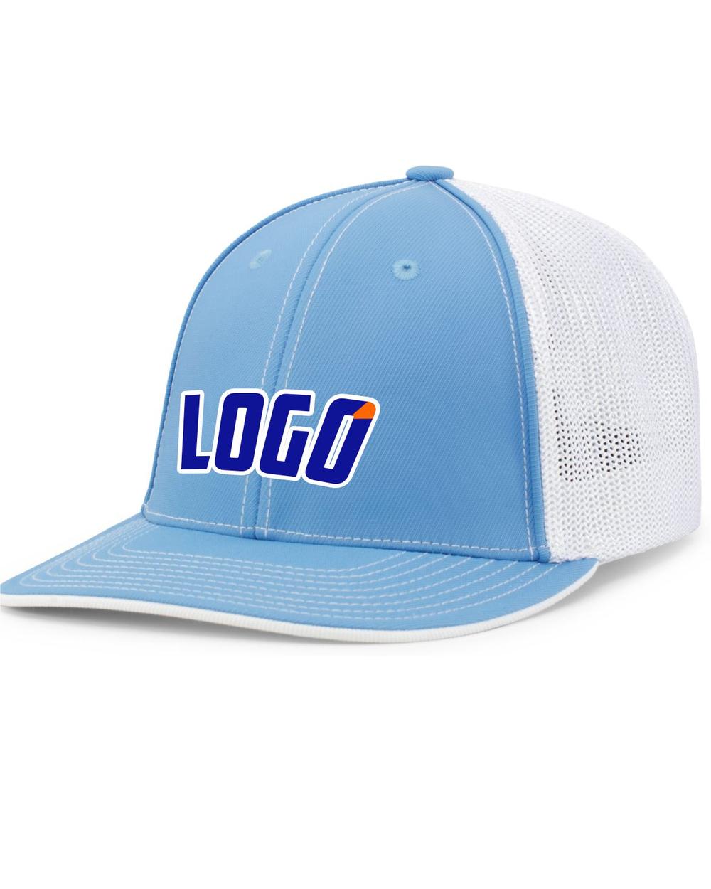 Pacific Trucker FlexFit MeshBack Custom Cap, color: Columbia Blue/White